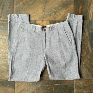 J. CREW The Sutton White Navy Striped Broken In Chino Straight Leg Trouser 33x32